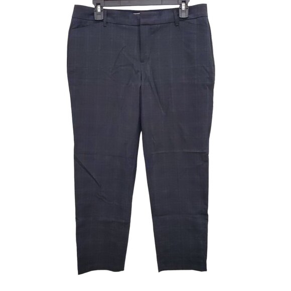 GAP Women's Black Blue Windowpane Plaid Slim Cropped Dress Career Pants Size 8 - Picture 1 of 4